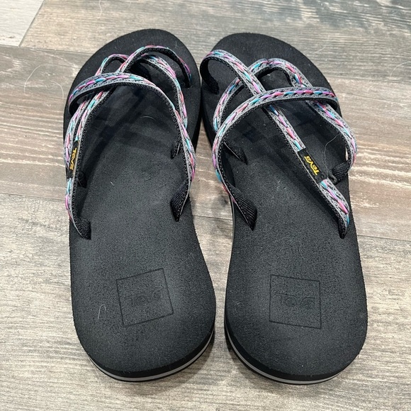 Teva Olowahu Women’s Strappy Sandals Size 9 Mush Footbed Pink Black Gray Teal - Picture 2 of 5
